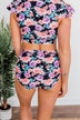 Sandy Shores High-Rise Swim Bottoms- Black, Peach & Purple