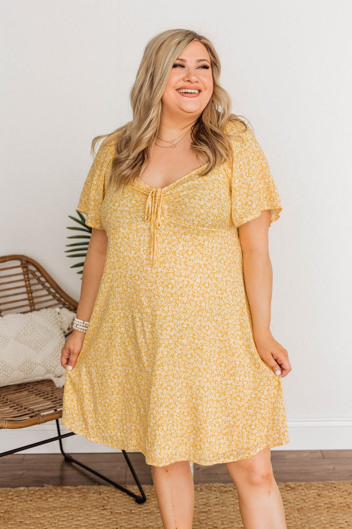 Dashing Through The Daisies Floral Dress- Yellow