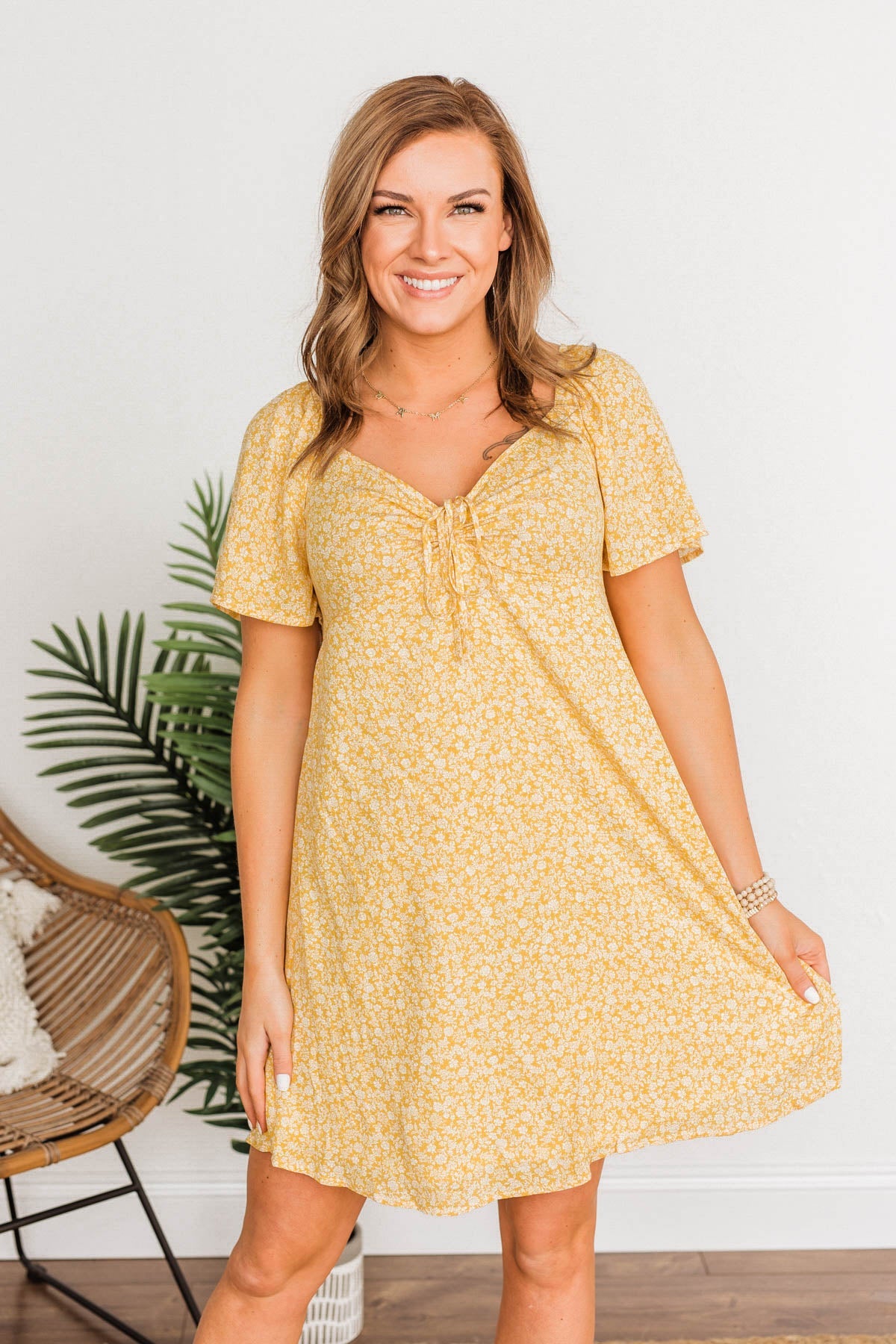 Dashing Through The Daisies Floral Dress- Yellow