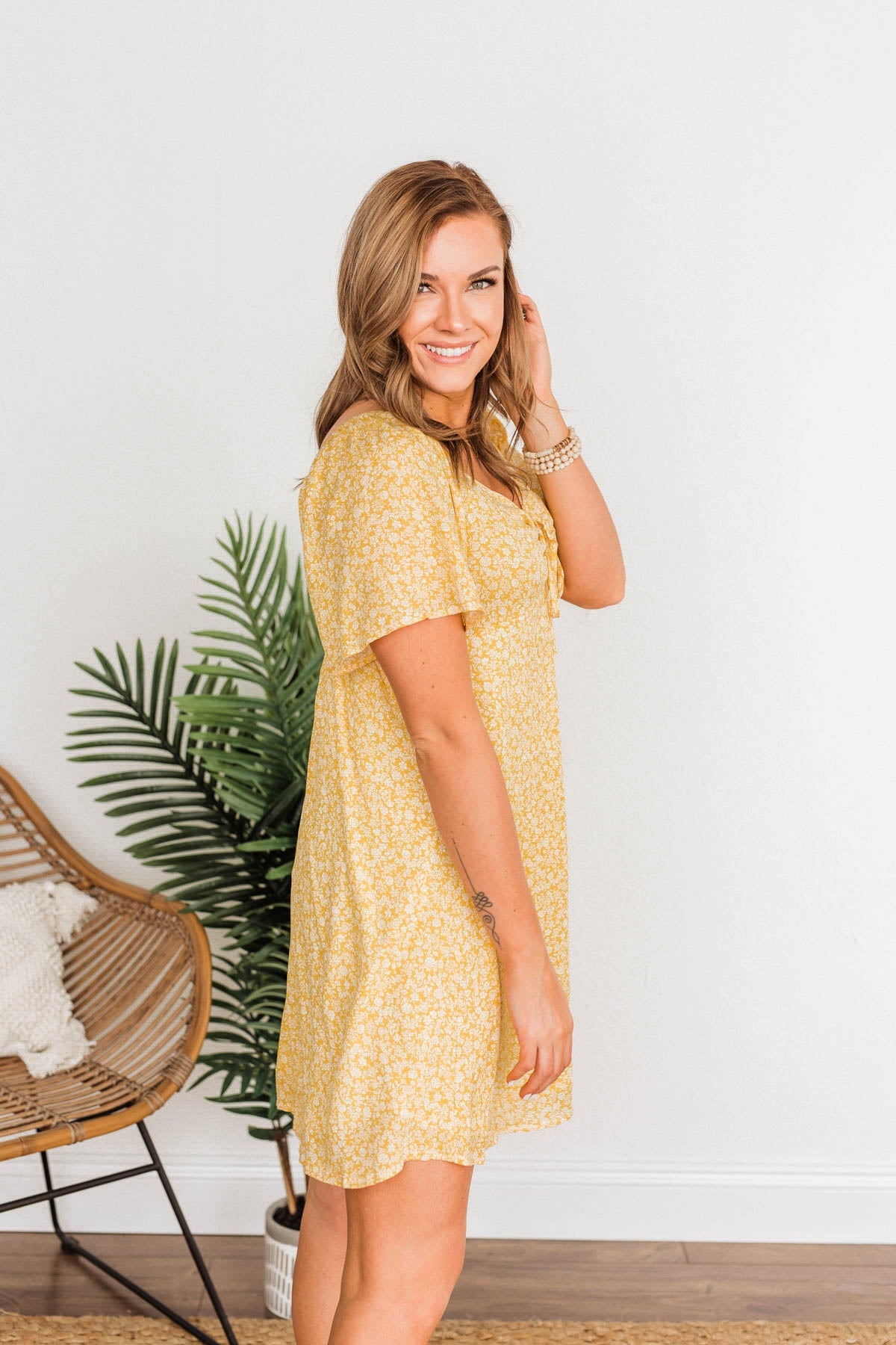 Dashing Through The Daisies Floral Dress- Yellow