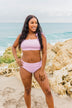 Bask In The Sun Mid-Rise Swim Bottoms- Pink Stripe