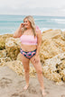 Chasing The Sun Striped Bandeau Swim Top- Pink