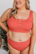 Summertime Shine Ribbed Knit Swim Top- Tomato
