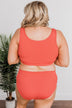 Summertime Shine Ribbed Knit Swim Top- Tomato