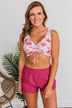 Surfing Through Life Cinched Swim Top- Ivory Floral