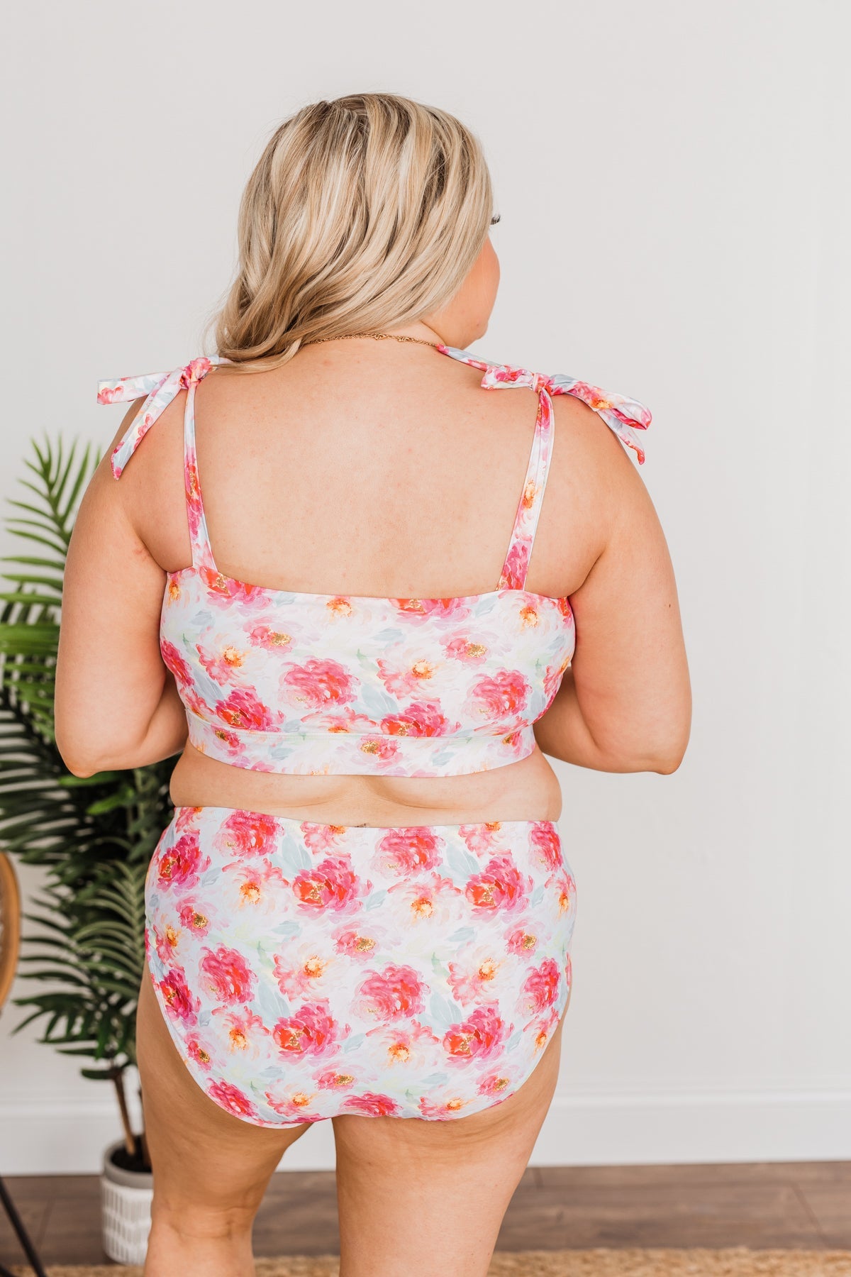 Chasing The Sun Floral Bandeau Swim Top- Ivory Floral