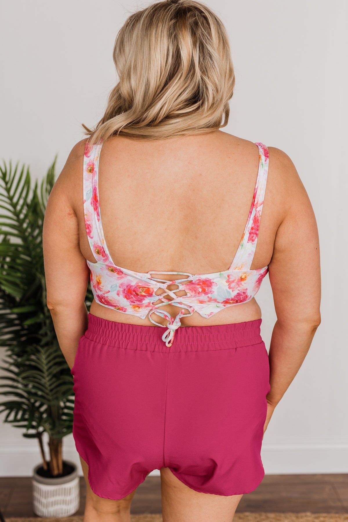 Surfing Through Life Cinched Swim Top- Ivory Floral