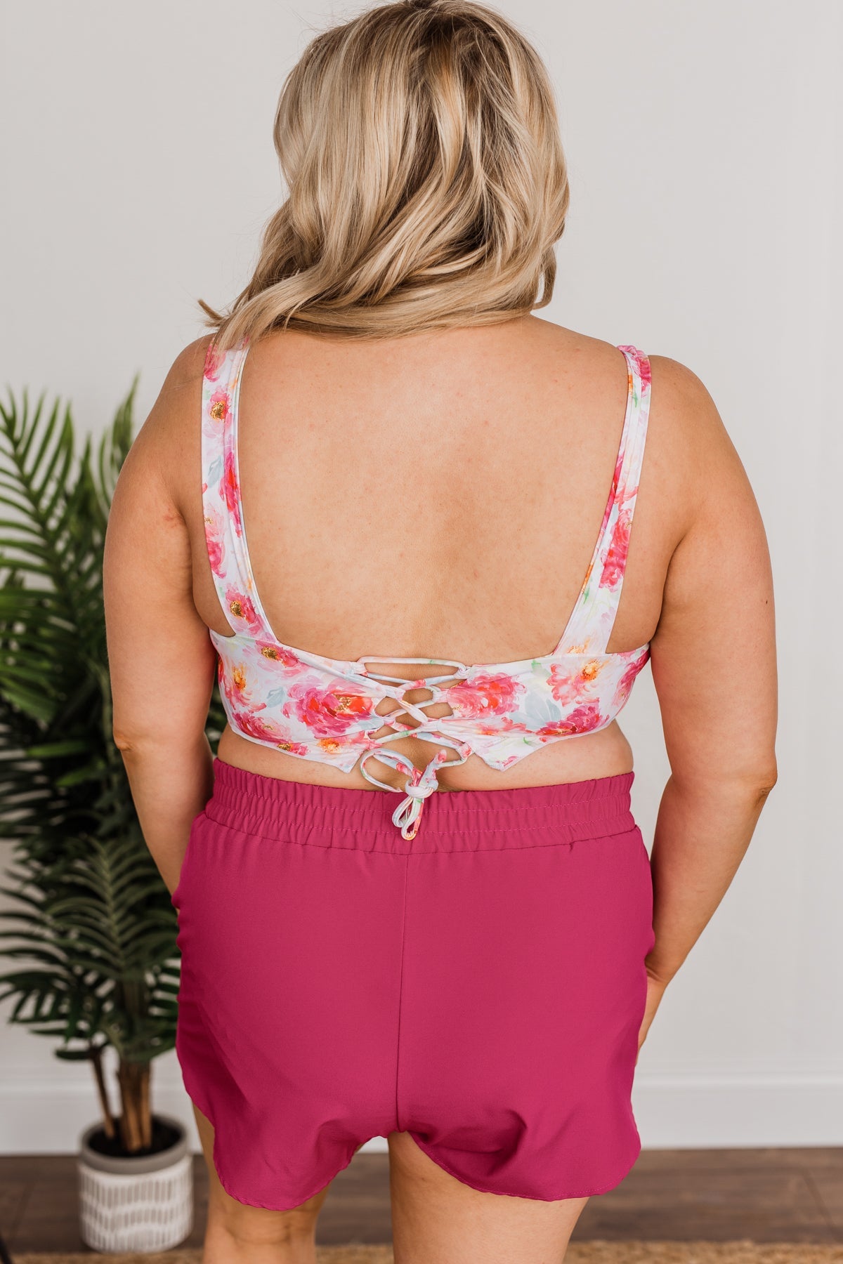 Surfing Through Life Cinched Swim Top- Ivory Floral