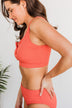 Summertime Shine Ribbed Knit Swim Top- Tomato