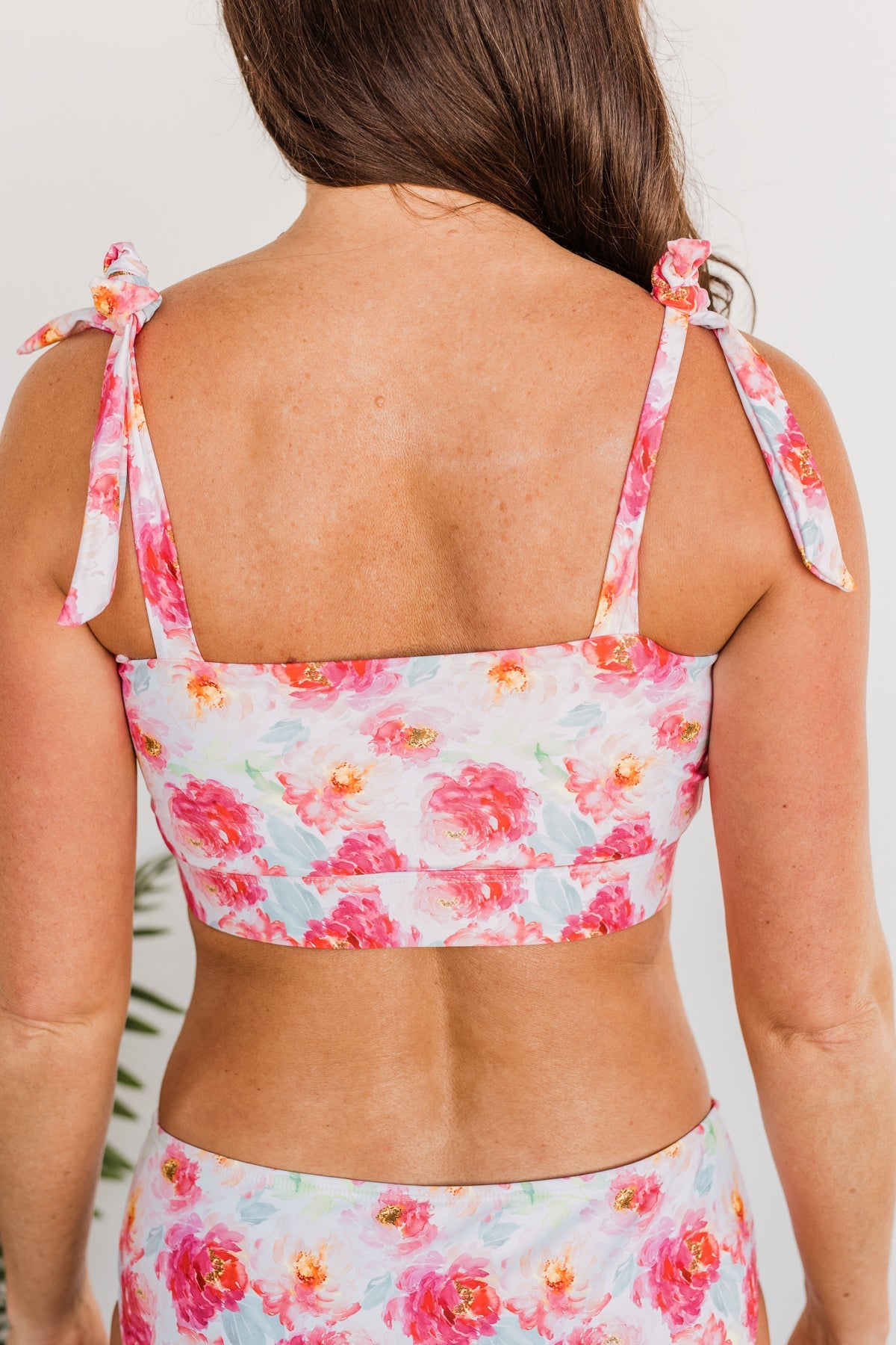 Chasing The Sun Floral Bandeau Swim Top- Ivory Floral