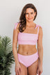 Chasing The Sun Striped Bandeau Swim Top- Pink