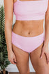Bask In The Sun Mid-Rise Swim Bottoms- Pink Stripe
