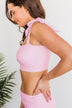 Chasing The Sun Striped Bandeau Swim Top- Pink