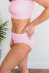 Bask In The Sun Mid-Rise Swim Bottoms- Pink Stripe