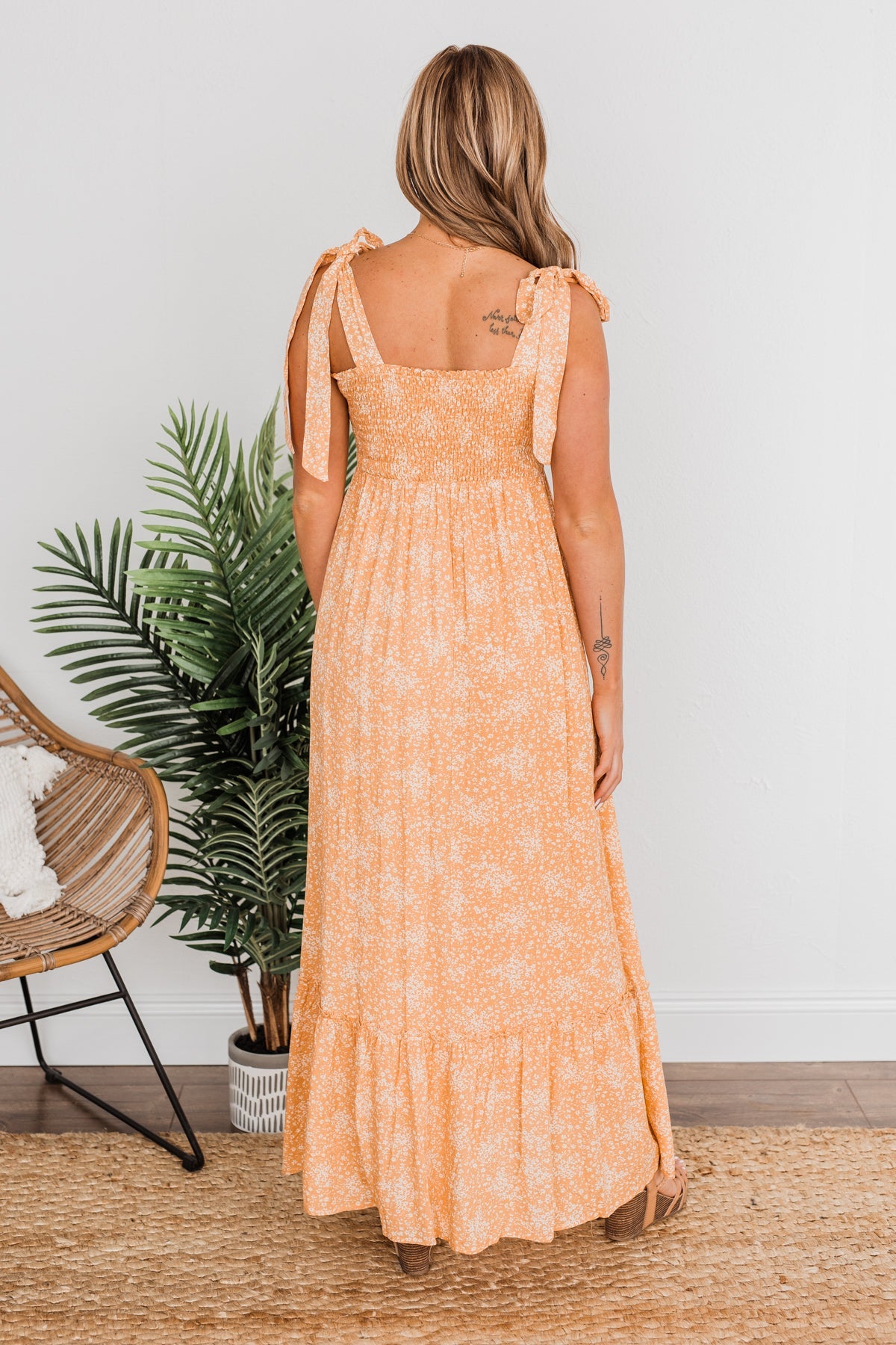 Smell The Hibiscus Floral Maxi Dress- Orange