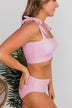 Chasing The Sun Striped Bandeau Swim Top- Pink