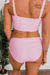Bask In The Sun Mid-Rise Swim Bottoms- Pink Stripe