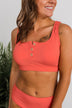 Summertime Shine Ribbed Knit Swim Top- Tomato