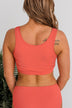 Summertime Shine Ribbed Knit Swim Top- Tomato