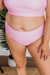 Bask In The Sun Mid-Rise Swim Bottoms- Pink Stripe