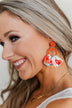 Bountiful Blossoms Ruffle Flare Earrings- Coral