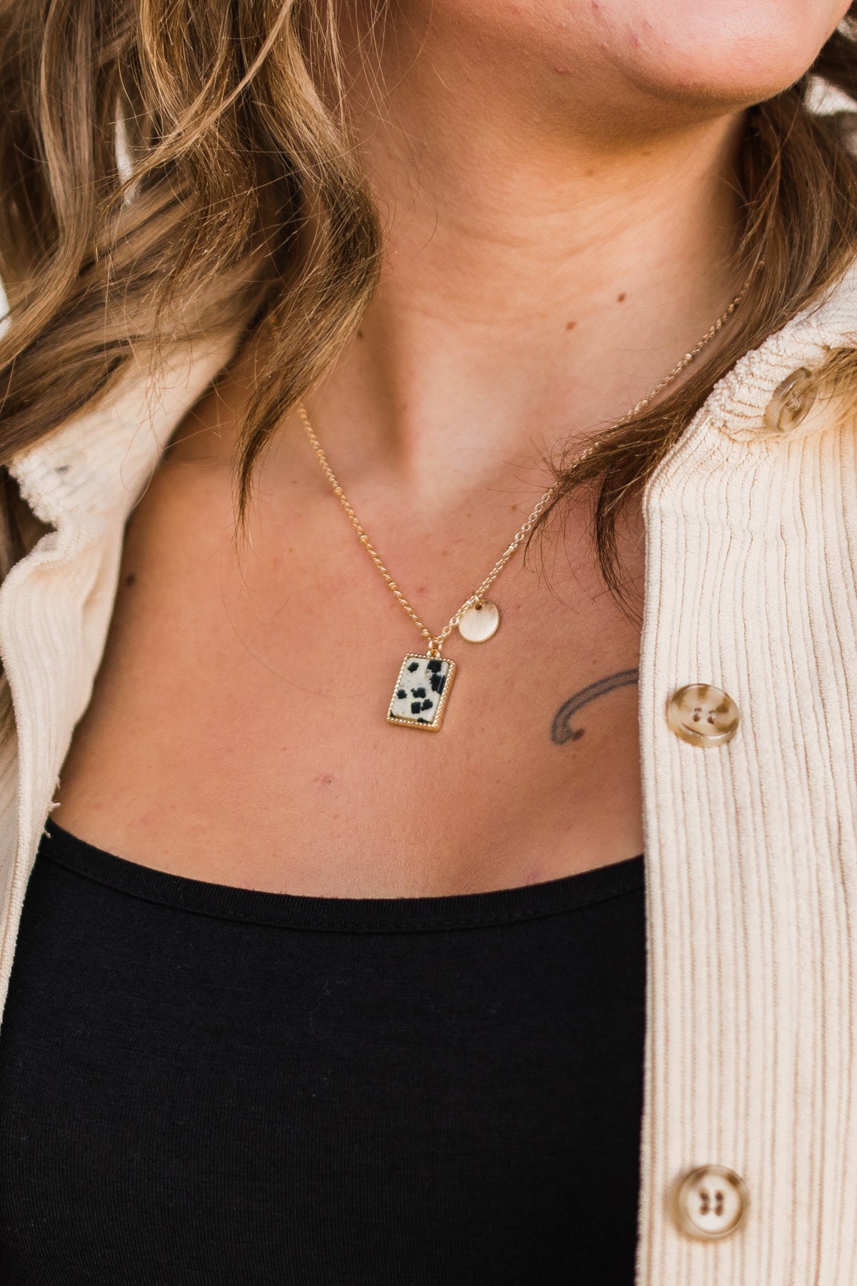 Simple Lives Gold Pendant Necklace- Dalmatian