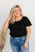 No Time Wasted Flutter Sleeve Bodysuit- Black
