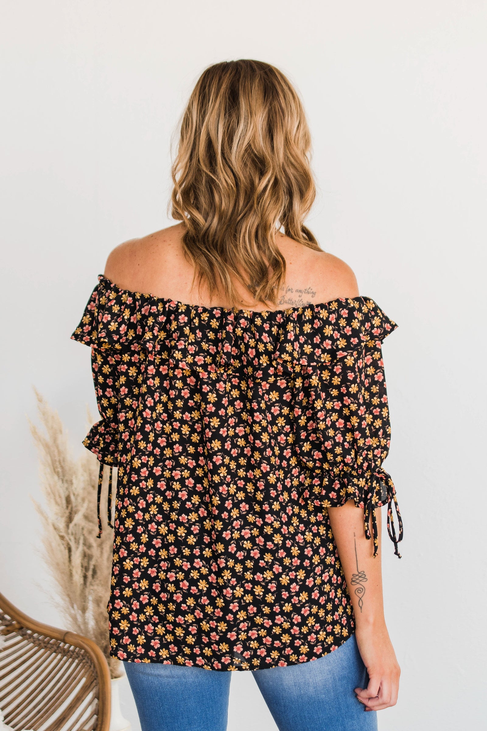 Moments Of Fun Floral Blouse- Black