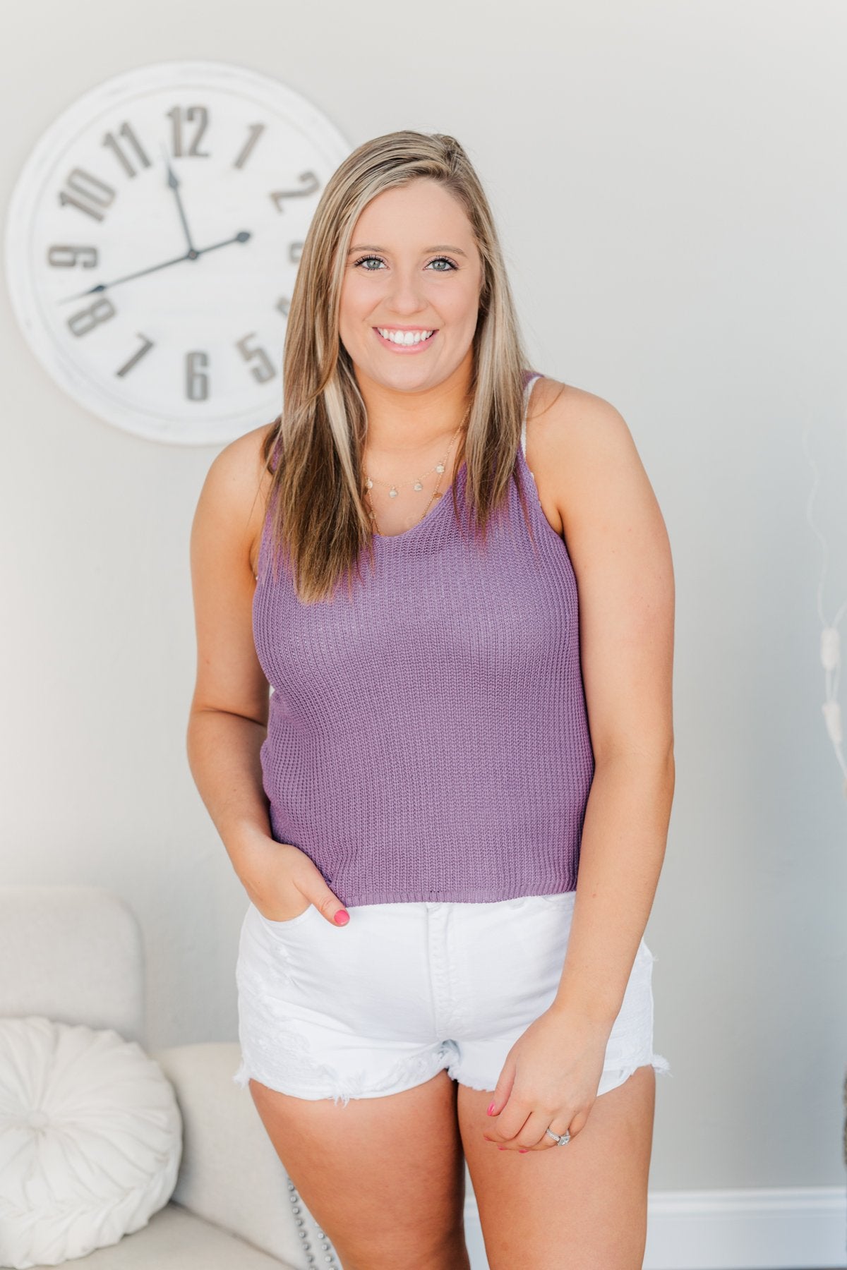 Living Our Love Story Knit Tank Top- Grape