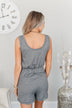 Cheerful Travels Sleeveless Romper- Charcoal
