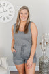 Cheerful Travels Sleeveless Romper- Charcoal