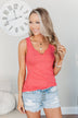 Light Up My Life Notch Tank Top- Deep Coral