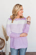 Enjoying Life Color Block Knit Sweater- Lavender & Ivory