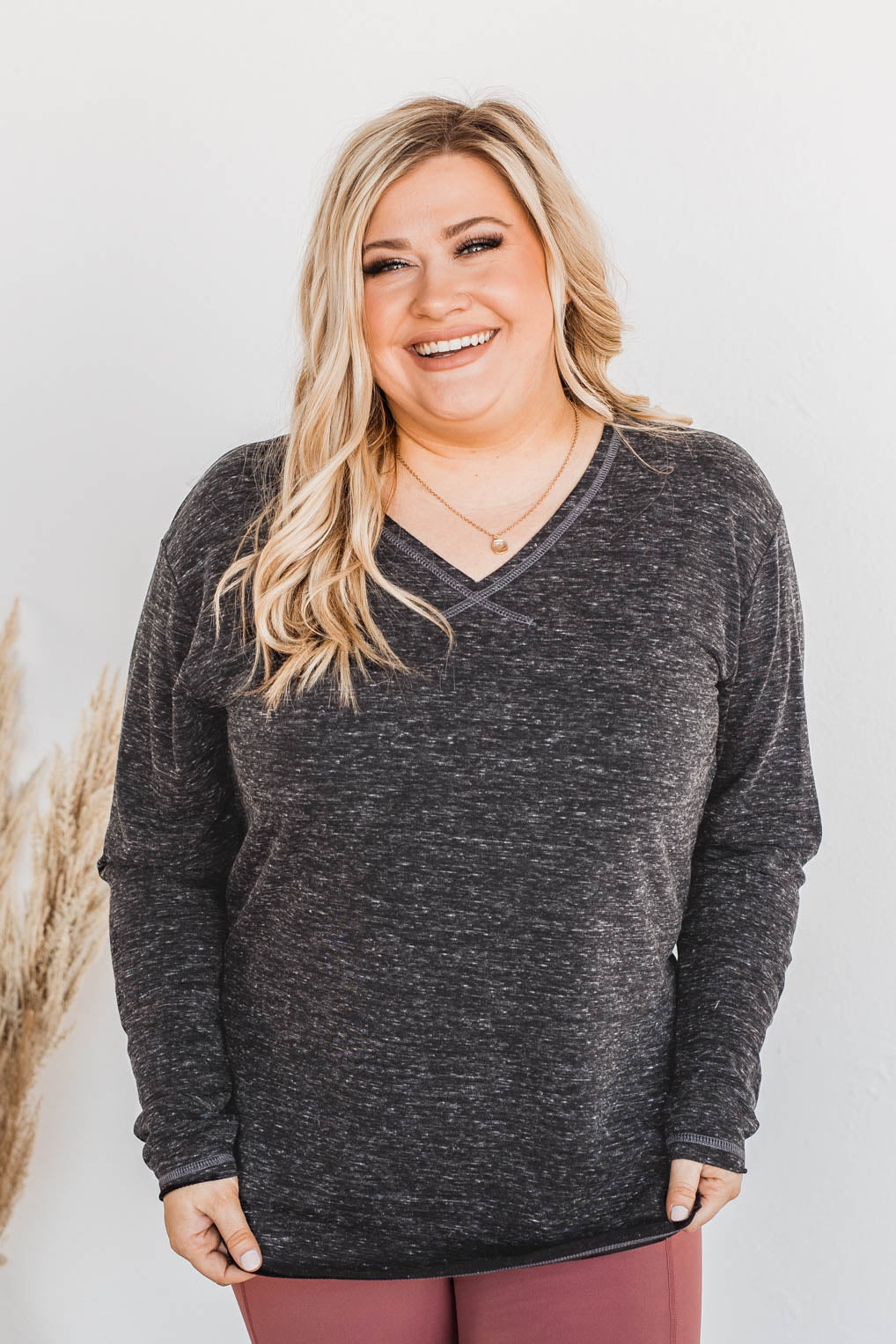 Winning Back Happiness V-Neck Top- Black