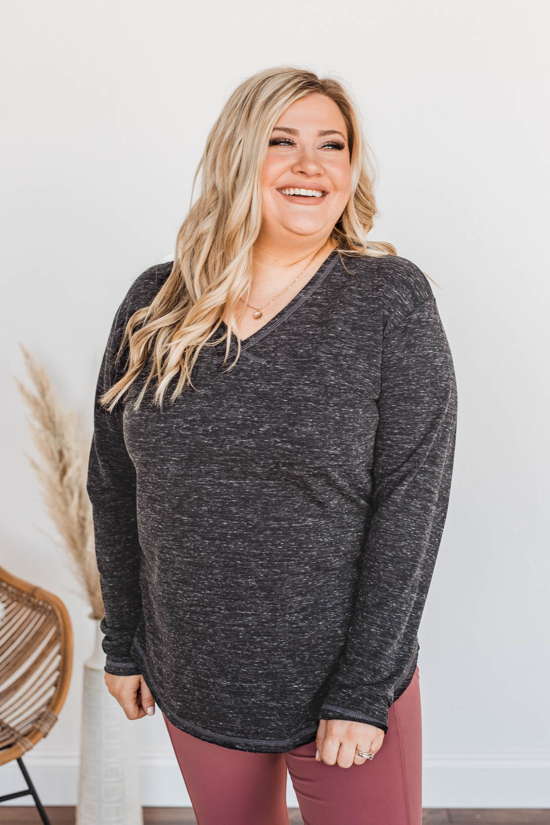 Winning Back Happiness V-Neck Top- Black