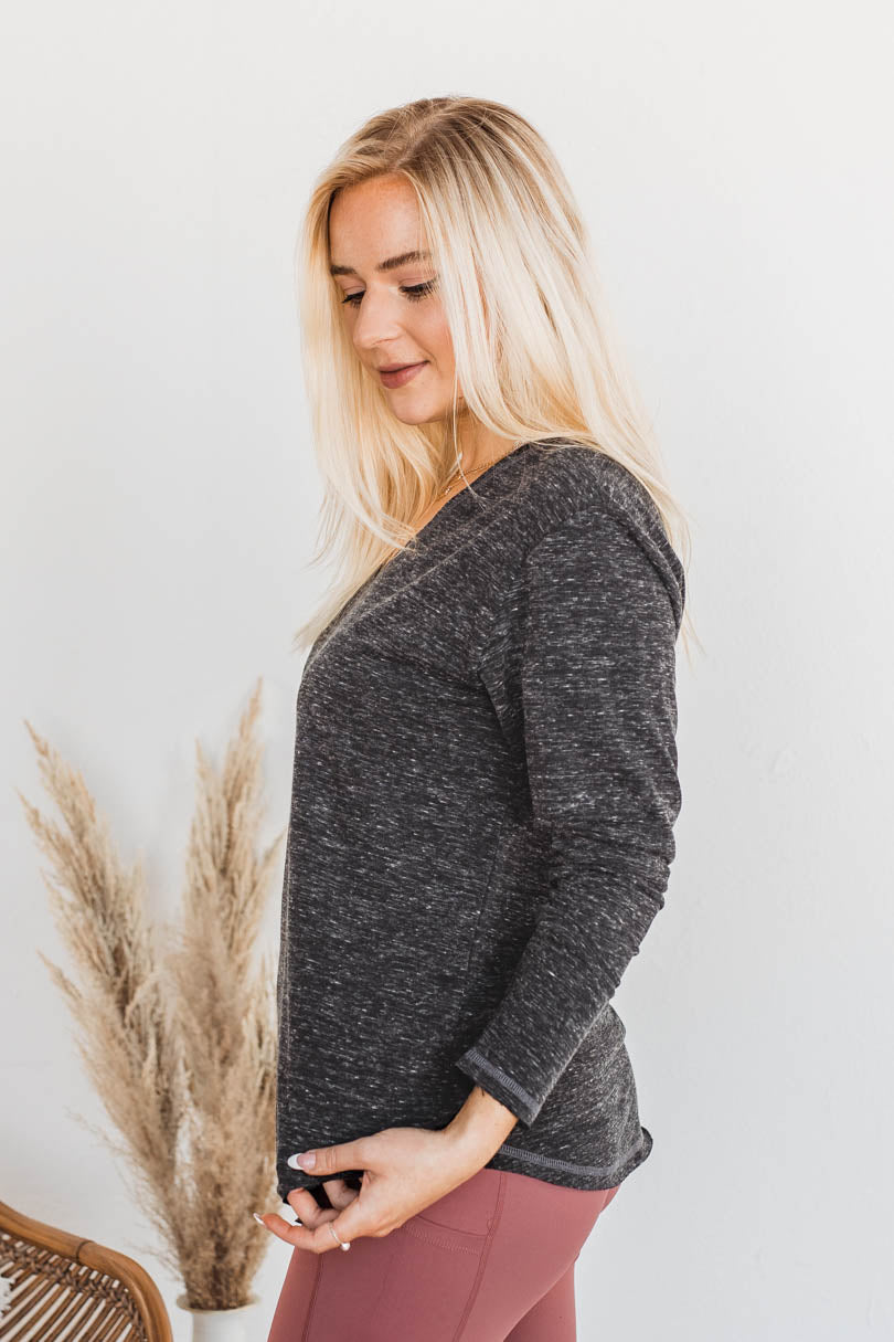 Winning Back Happiness V-Neck Top- Black
