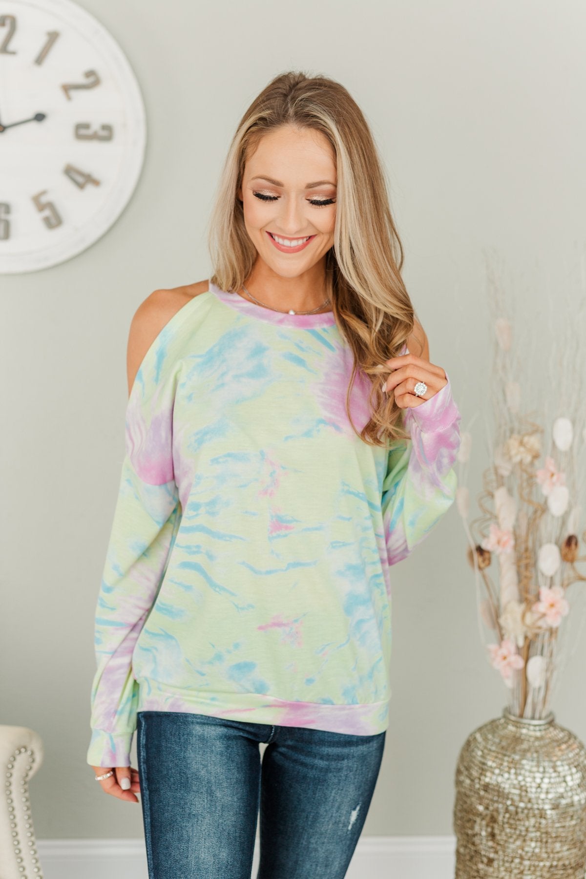 Awaiting My Adventure Tie-Dye Top- Soft Yellow, Blue & Lavender
