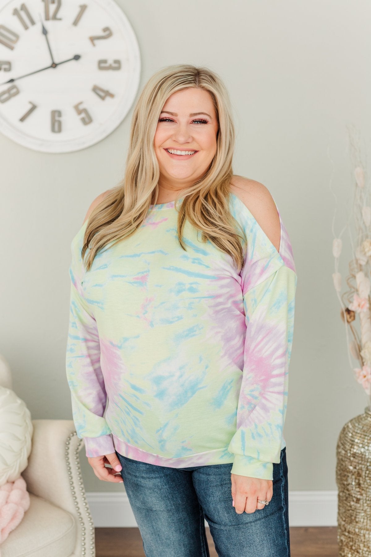 Awaiting My Adventure Tie-Dye Top- Soft Yellow, Blue & Lavender