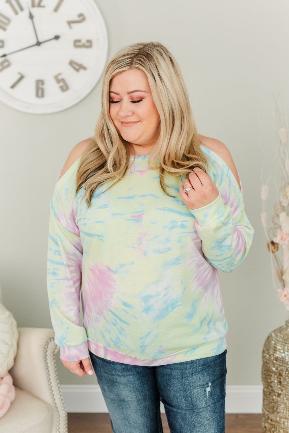 Awaiting My Adventure Tie-Dye Top- Soft Yellow, Blue & Lavender