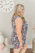 Bloom With Grace Floral Romper- Charcoal