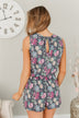 Bloom With Grace Floral Romper- Charcoal