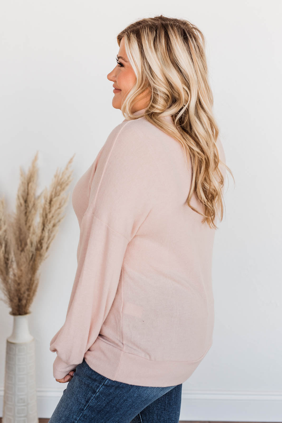 Priceless Moments Cowl Neck Top- Light Pink