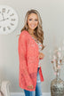 Lovely Life To Live Open Knit Cardigan- Coral