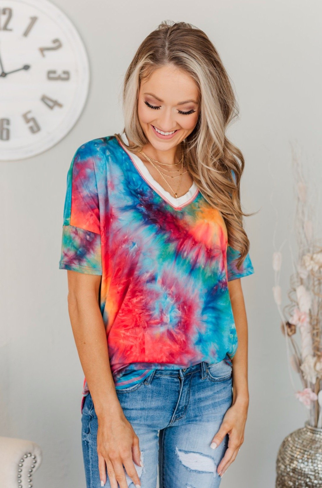 Let Your Light Shine Tie Dye Top- Rainbow – The Pulse Boutique