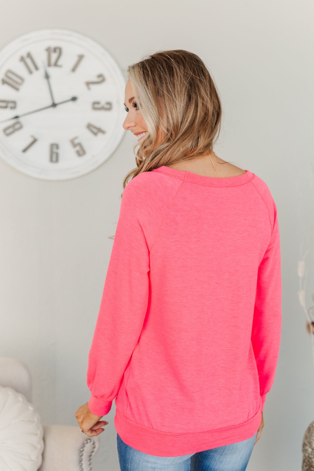 Come Along With Me Pullover Top- Neon Pink