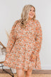 Blossoming Emotions Long Sleeve Floral Dress- Peach