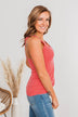 Basic Zipper Pocket Tank- Coral