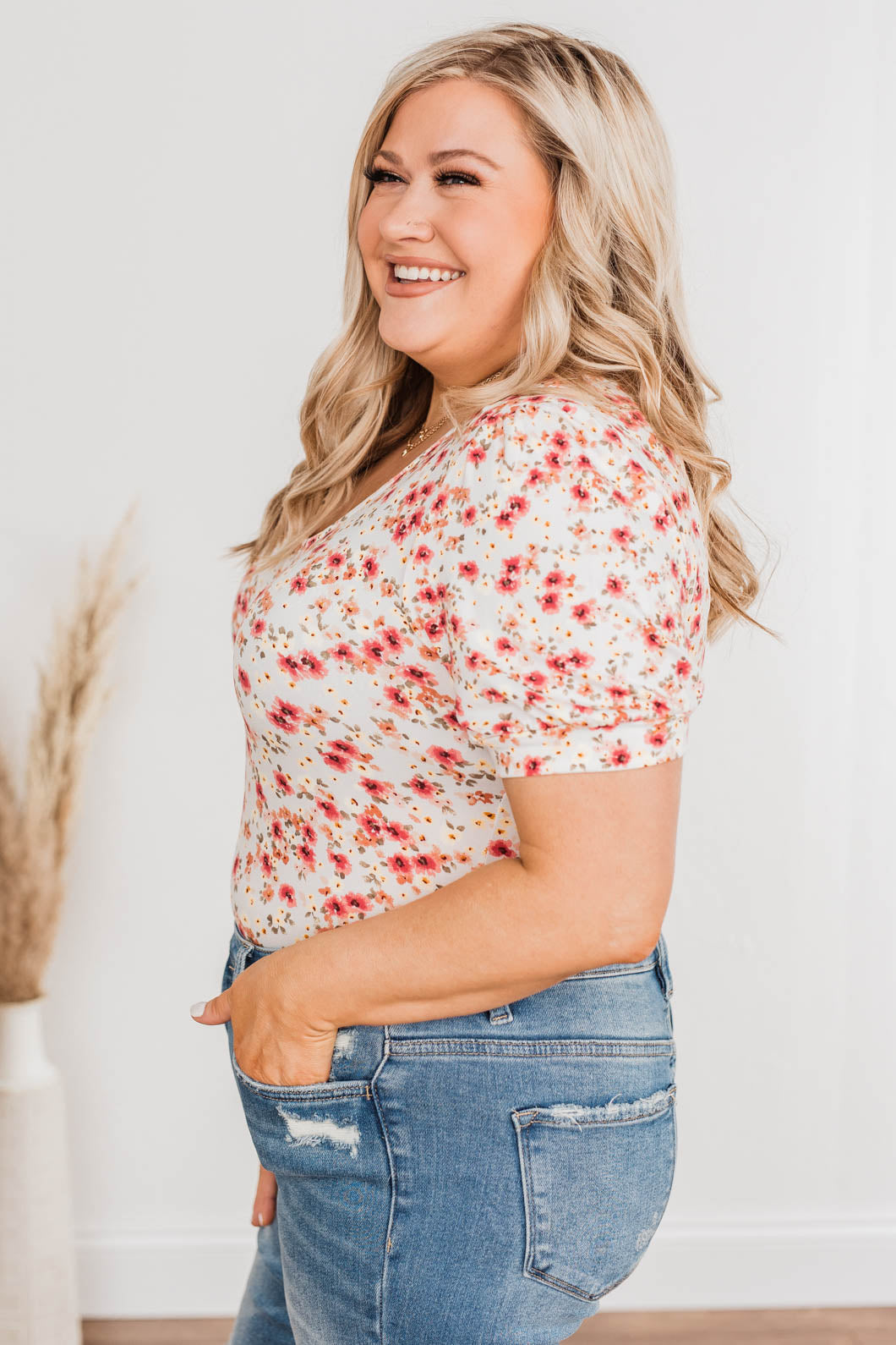 Always My Favorite Floral Bodysuit- Ivory
