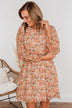 Blossoming Emotions Long Sleeve Floral Dress- Peach