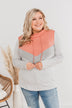 Wild Beauty Cowl Neck Color Block- Coral, Grey & Ivory